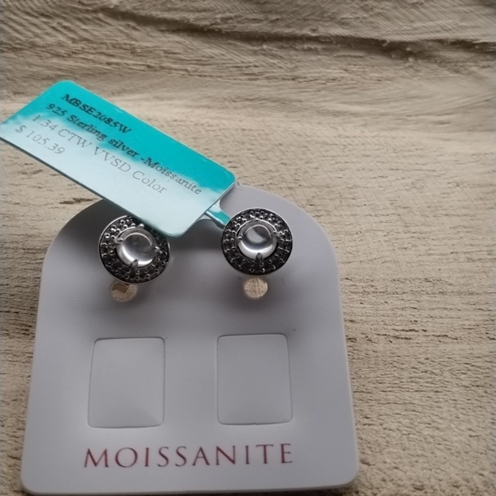 Moissanite Sterling Silver Stud Earrings